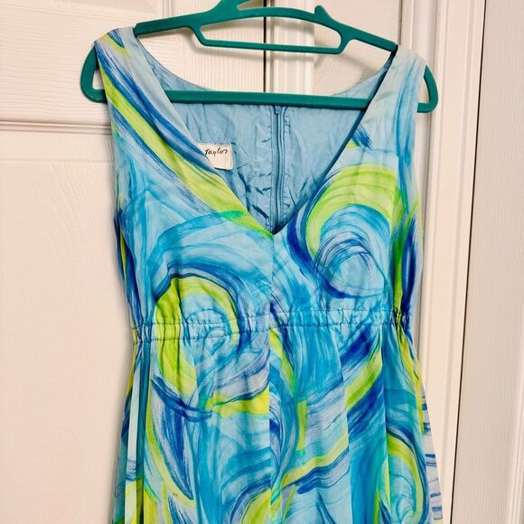 2/$150 Vintage 1960s Lord & Taylor Blue and Green Swirl Maxi Dress EUC - Picture 3 of 9
